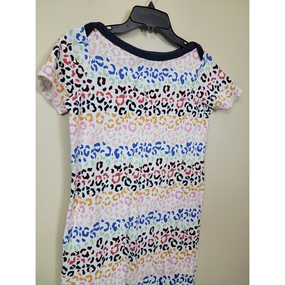 Boden 2P Multicolor Animal Print T-Shirt Dress Women's Size 2 Petite Boat Neck - Picture 2 of 5